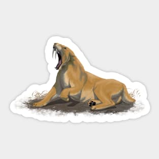 Yawning Smilodon Fatalis Sticker